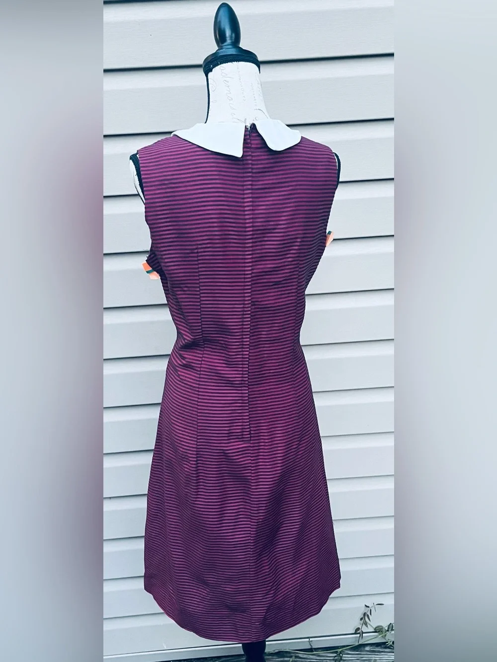 Vintage Two-Piece Purple Striped Suit with White Bow